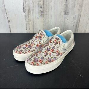 Vans |  White Floral Slip-On Sneakers W6 M4.5